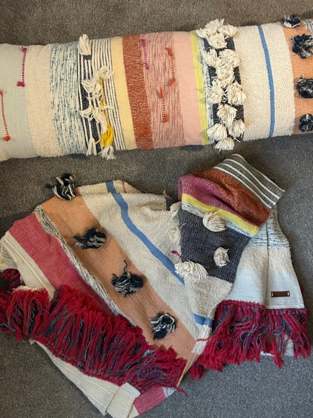 Anthropologie “All Roads” pillow and throw